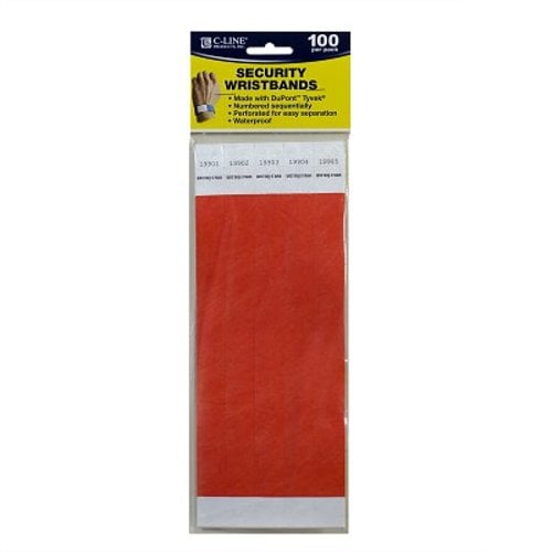 C-Line Orange DuPont Tyvek Security Wristbands 100pk - CLI-89102