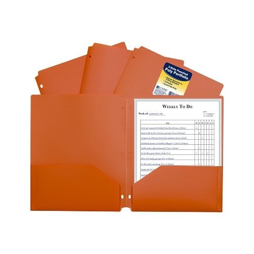 C-Line Orange Two-Pocket Heavyweight Poly Portfolio Folder with Three-Hole Punch 25pk - Clearance Sale (Discontinued)