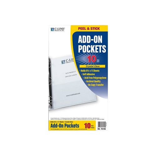 C-Line Peel and Stick 8-3/4" x 5-1/8" Filing Pockets 10pk - CLI-70185