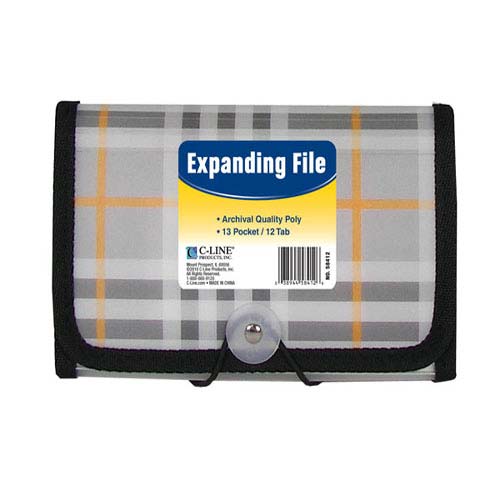 C-Line Plaid 13-Pocket Coupon Size Expanding File Organizer - CLI-58412 - Clearance Sale