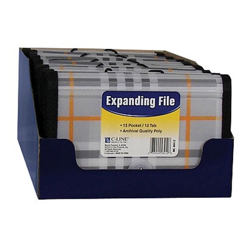 C-Line Plaid 13-Pocket Coupon Size Expanding File Organizer - CLI-58412 - Clearance Sale