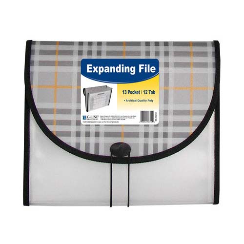 C-Line Plaid 13-Pocket Letter Size Expanding File - CLI-58312 - Clearance Sale