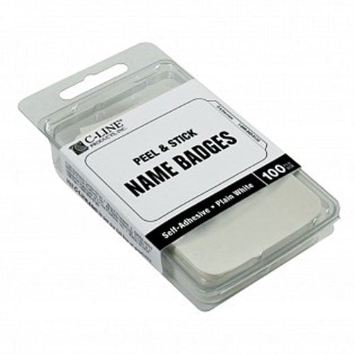 C-Line Plain Pressure Sensitive Peel & Stick Name Badges 100pk - CLI-92277 - Clearance Sale