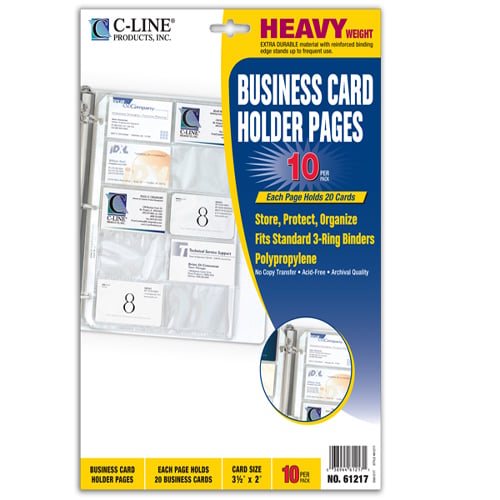 C-Line Polypropylene Business Card Holders Without Tabs 10pk - CLI-61217