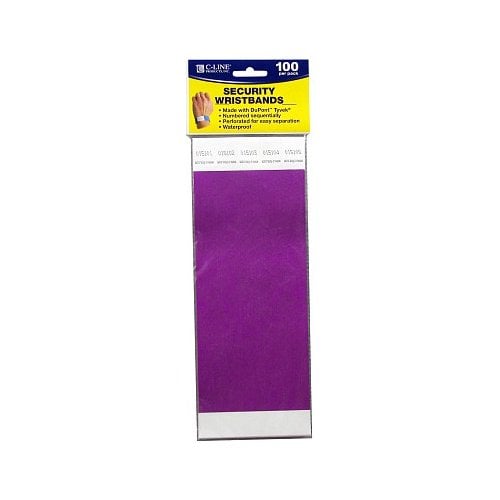 C-Line Purple DuPont Tyvek Security Wristbands 100pk - CLI-89109