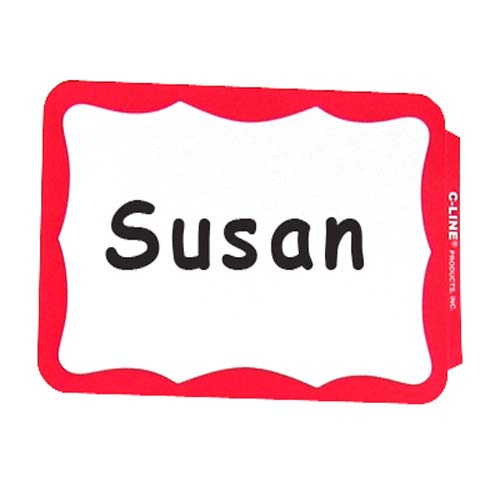 C-Line Red Pressure Sensitive Peel & Stick Name Badges 100pk - CLI-92264