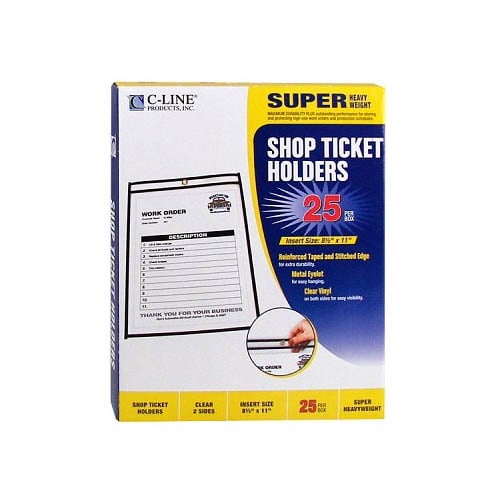 C-Line Reinforced Edge 8.5" x 11" Shop Ticket Holders 25pk - CLI-46911