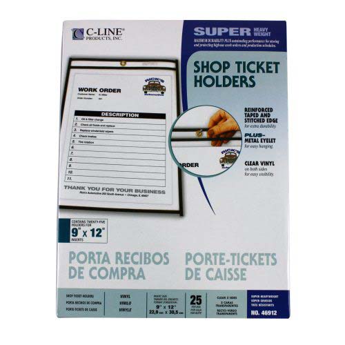 C-Line Reinforced Edge 9" x 12" Shop Ticket Holders 25pk - CLI-46912 - Clearance Sale