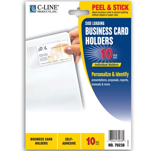 C-Line Side Load Peel & Stick Business Card Holders 10pk - CLI-70238