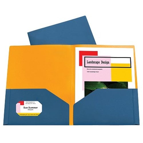 C-Line Steel Blue/Amber Orange Two-Tone Two-Pocket Super Heavyweight Poly Portfolio 6pk - CLI-34725
