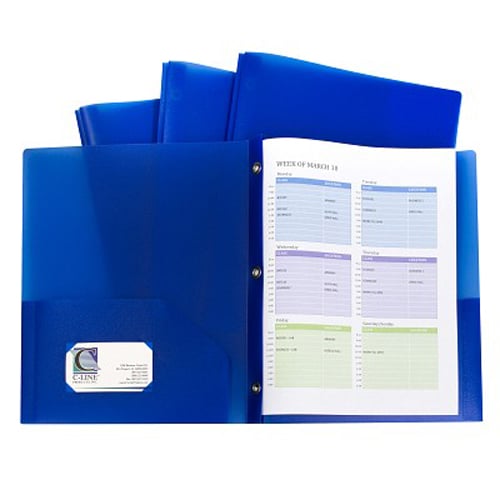 C-Line Two-Pocket Heavyweight Poly Blue Folder with Prongs 10pk - CLI-32965