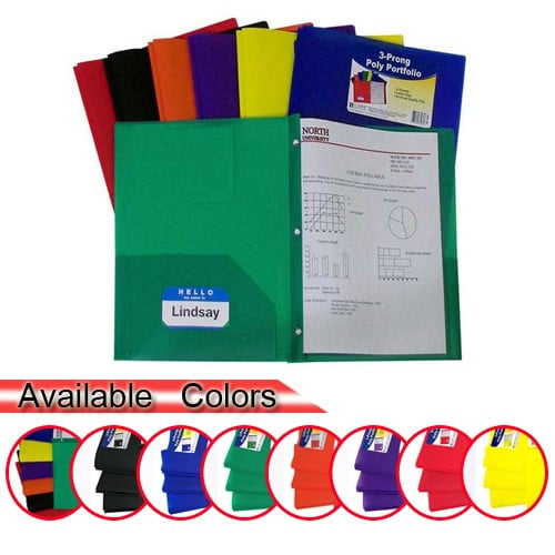 C-Line Two-Pocket Heavyweight Poly Folder with Prongs