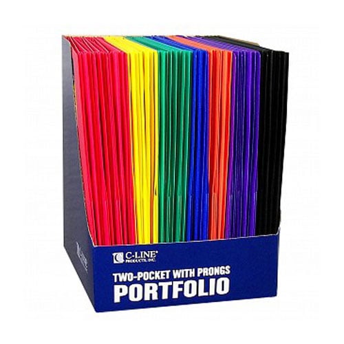C-Line Two-Pocket Heavyweight Poly Folder with Prongs