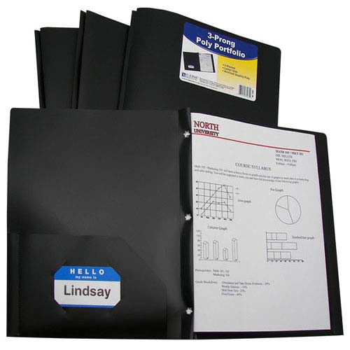 C-Line Two-Pocket Heavyweight Poly Folder with Prongs