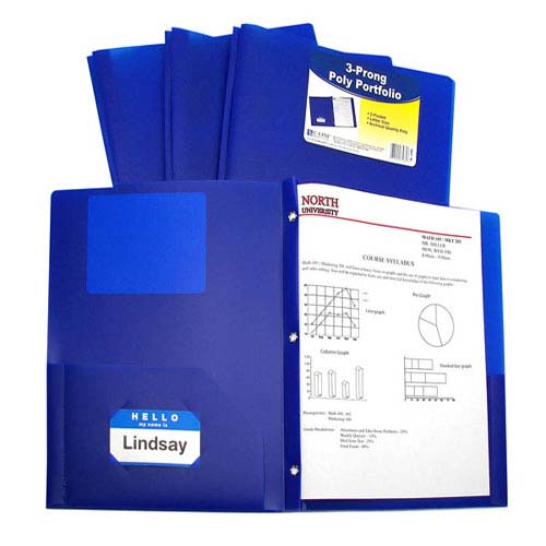 C-Line Two-Pocket Heavyweight Poly Folder with Prongs