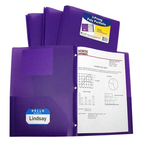 C-Line Two-Pocket Heavyweight Poly Folder with Prongs
