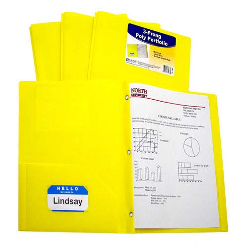 C-Line Two-Pocket Heavyweight Poly Folder with Prongs
