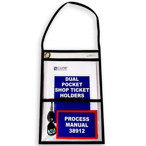 C-Line Two Pocket Stitched Shop Ticket Holder w/ Hanging Strap 15pk - CLI-38912 - Clearance Sale