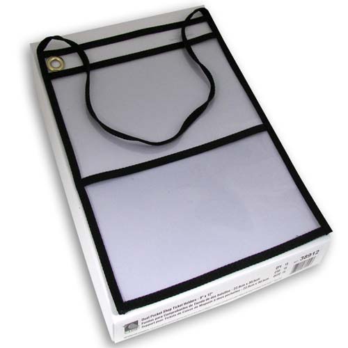 C-Line Two Pocket Stitched Shop Ticket Holder w/ Hanging Strap 15pk - CLI-38912 - Clearance Sale