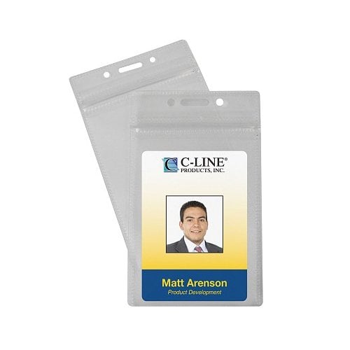 C-Line Vertical Zippered Badge Holders 50pk - CLI-89823