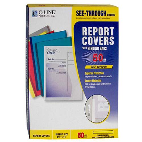 C-Line Translucent Report Covers with Binding Bars- 50/BX