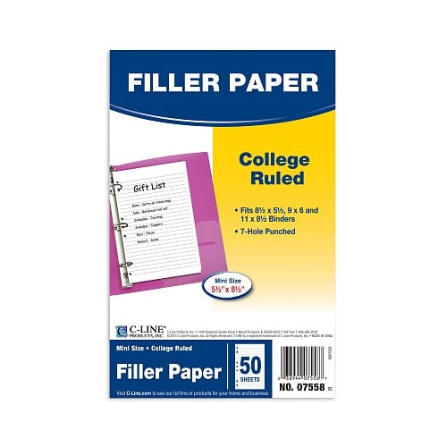 C-Line White Mini Size Filler Paper 50pk - CLI-7558
