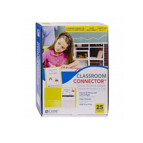 C-Line Yellow Classroom Connector School-To-Home Two-Pocket Folder 25pk - CLI-32006