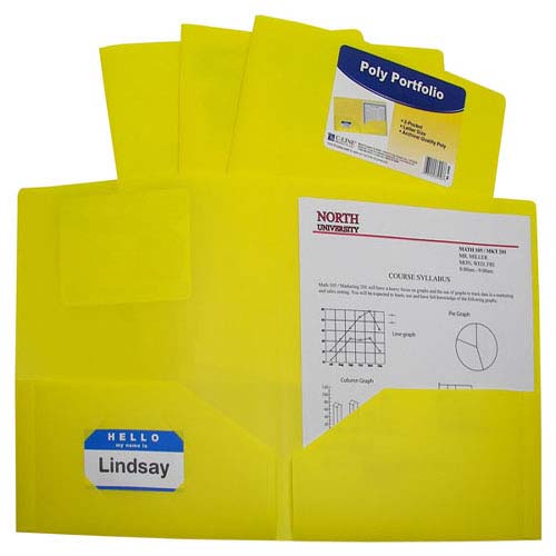 C-Line Yellow Two-Pocket Heavyweight Poly Portfolio 25pk - CLI-33956 - Clearance Sale