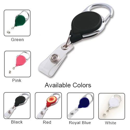 Carabiner Badge Reels with Clear Vinyl Strap
