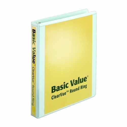 Cardinal 1" White BasicValue ClearVue Round Ring Binder - 12pk
