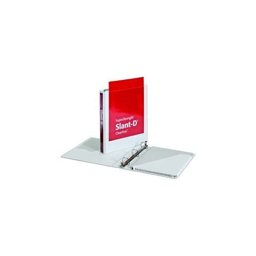 Cardinal 1" White SuperStrength ClearVue Locking Slant-D Binder - 12pk