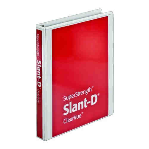 Cardinal 1" White SuperStrength ClearVue Locking Slant-D Binder - 12pk