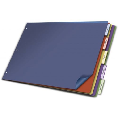 Cardinal 11" x 17" Multi-Color 5-Tab Poly Insertable Dividers 4pk - CRD-84802