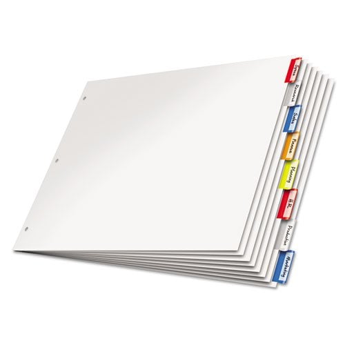 Cardinal 11" x 17" Multi-Color 8-Tab White Paper Insertable Dividers - 4pk