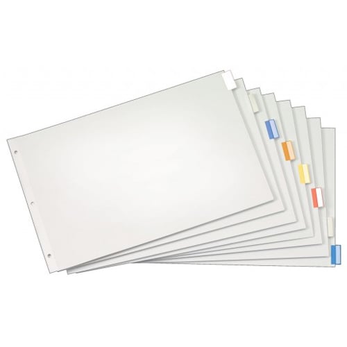 Cardinal 11" x 17" Multi-Color 8-Tab White Paper Insertable Dividers - 4pk
