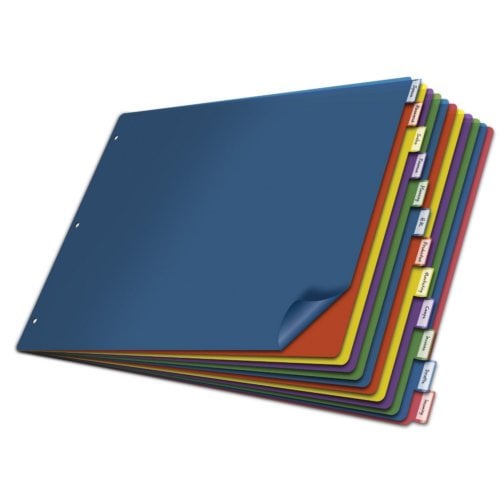 Cardinal 11 x 17 Multi-Color Poly 12 Tab Insertable Dividers - 4pk