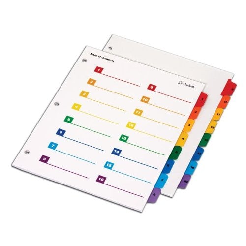 Cardinal 16-Tab Multicolor OneStep Printable Table of Contents Dividers 12pk - CRD-60950