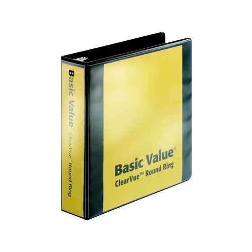 Cardinal 2" Black BasicValue ClearVue Round Ring Binder - 12pk