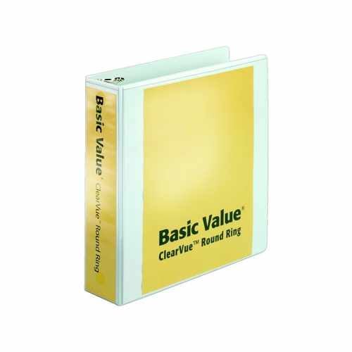 Cardinal 2" White BasicValue ClearVue Round Ring Binder - 12pk