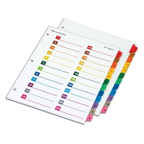 Cardinal 24-Tab Multicolor OneStep Printable Table of Contents Dividers (36 Sets) - CRD-60960