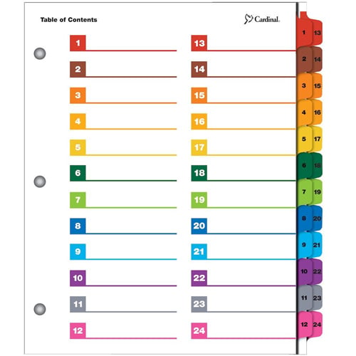 Cardinal 24-Tab Multicolor OneStep Printable Table of Contents Dividers (36 Sets) - CRD-60960