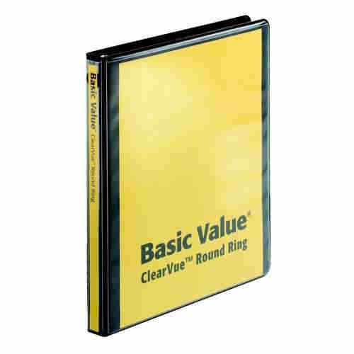 Cardinal 5/8" Black BasicValue ClearVue Round Ring Binder - 12pk