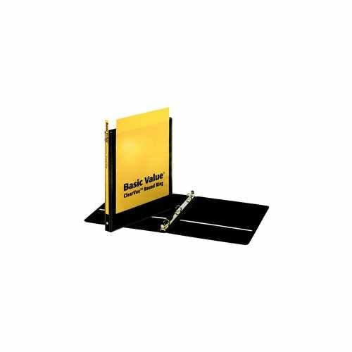 Cardinal 5/8" Black BasicValue ClearVue Round Ring Binder - 12pk