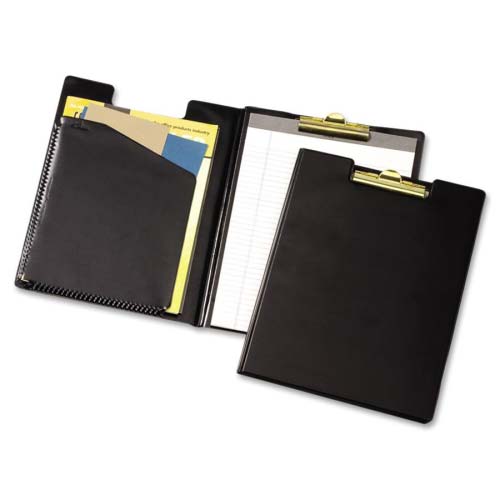 Cardinal Black Sealed Vinyl Clip Folder with Pad - 12pk
