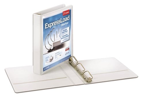 Cardinal ExpressLoad 1.5" White ClearVue Locking D-Ring Binders 12pk - CRD-49110CB