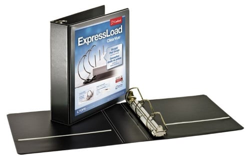 Cardinal ExpressLoad 2" Black ClearVue Locking D-Ring Binders 6pk - CRD-49121