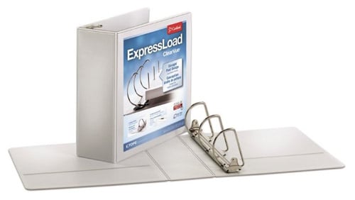Cardinal ExpressLoad 3" White ClearVue Locking D-Ring Binders 6pk - CRD-49130