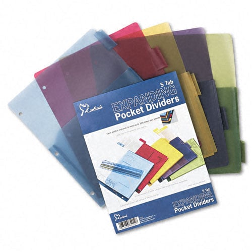 Cardinal Multi-Color 5 Tab Poly Expanding Pocket Divider 24pk - CRD-84012CB