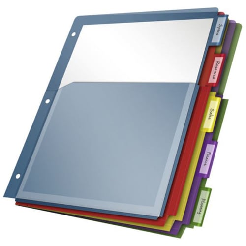 Cardinal Multi-Color 5 Tab Poly Expanding Pocket Divider 24pk - CRD-84012CB