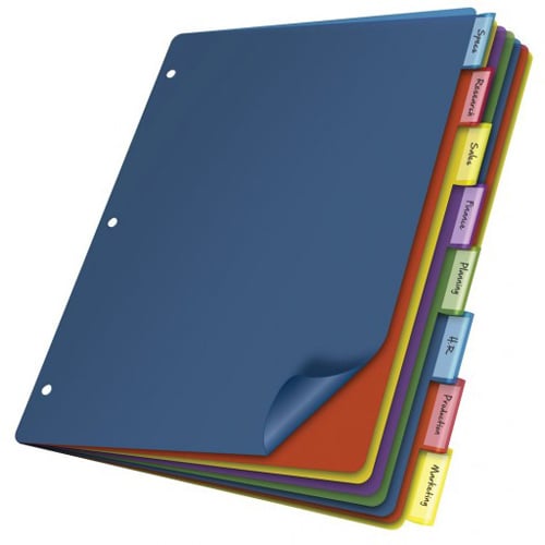 Cardinal Multi-Color 8 Tab Poly Divider (24 Sets) - CRD-84019